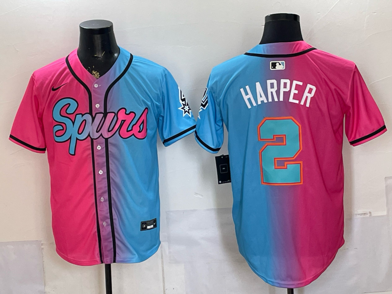 Men San Antonio Spurs #2 Harper pink blue Nike 2026 NBA Jersey 062100->san antonio spurs->NBA Jersey